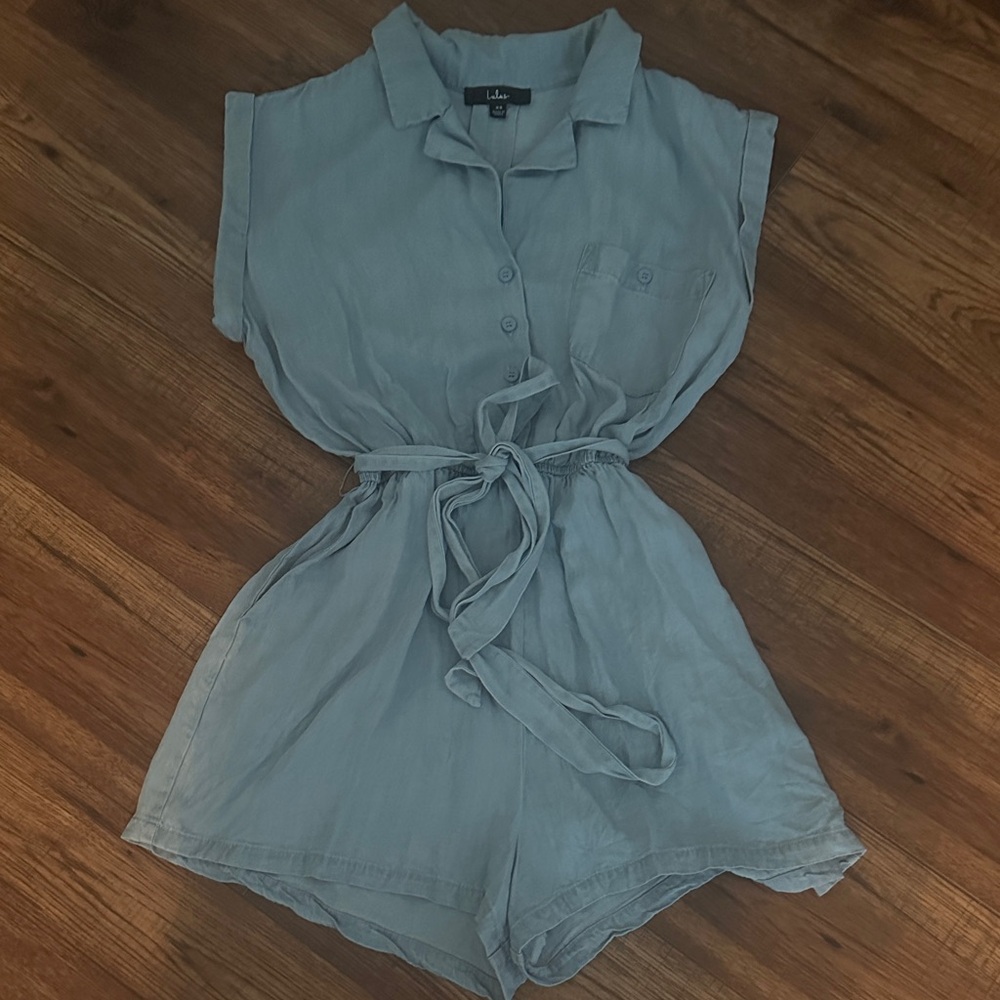 Lulu's Blue Jean Shorts Romper